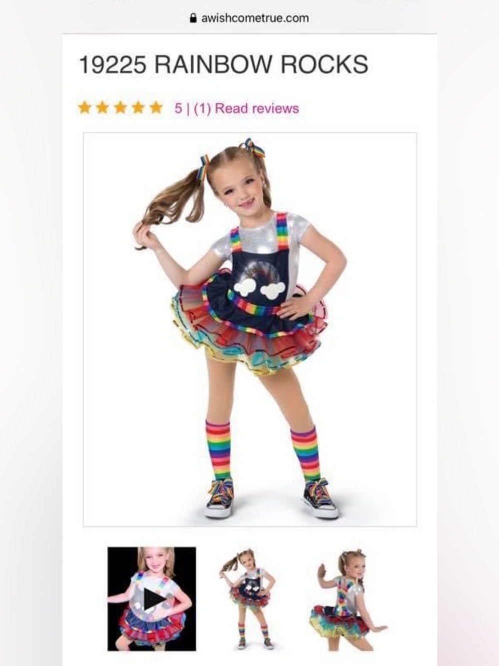 A Wish come true- Rainbow Rocks Kids Rainbow Tutu Costume